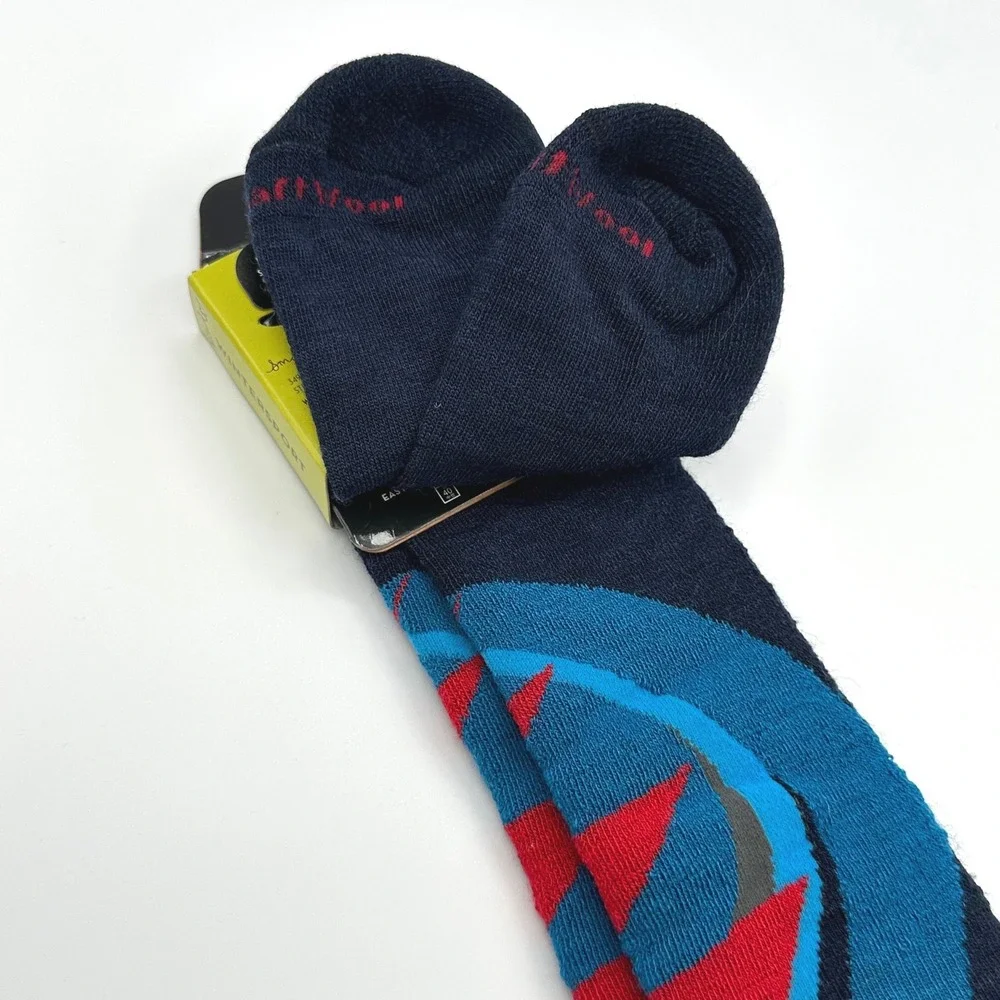 Smartwool Wintersport Bolt Socks Kids Size M Navy Blue Red Merino Wool Ski Sock